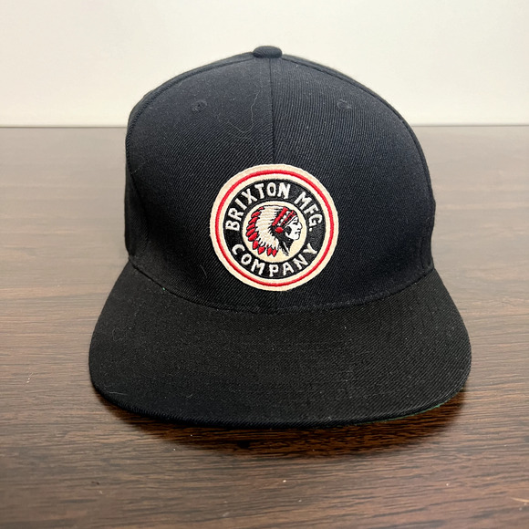 Brixton Hat Mfg Company Indian Chief Logo Trucker Hat Cap Black Snapback One Sz - Picture 1 of 9
